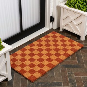 Porter Classic Farmhouse Checkered Coir Area Rug